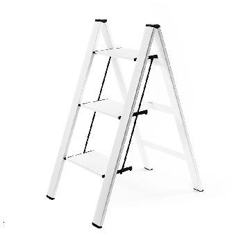 超薄时尚折叠三层梯子 白色 商品图0