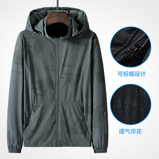 【Q】【防晒衣】【新款DTH】大依优型大码男装防晒衣皮肤衣薄款清凉防晒服透气高弹可拆卸帽子男夏季外套上衣 商品图3