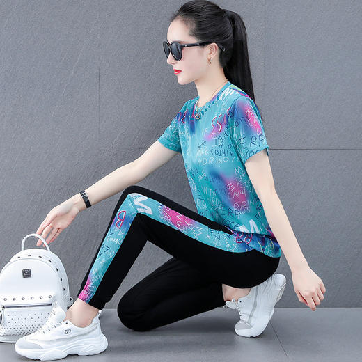 夏季运动服套装，大码冰丝速干衣服减龄夏装休闲两件套TR-CJS3163 商品图1