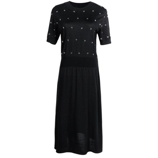 米思阳夏季新款气质碎花a字裙子修身显瘦针织中长连衣裙1561 商品图4