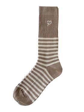 条纹刺绣中筒袜