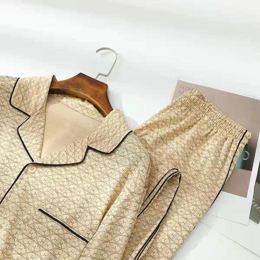 安莉芳新品印花小翻领睡衣套装情侣男款长袖长裤家居服ELM0449 商品图0