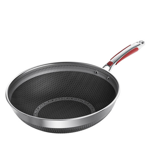 【官方正品保证】	欧乐菲第五代不粘锅不锈钢炒锅少油烟双面花纹蜂窝炒菜蜂巢锅具电磁炉天然气明火通用 32CM	OLO32B1-S 商品图5