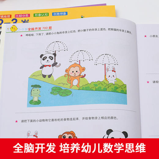 【心如健】全套3册 宝宝书籍2-3岁书本早教书幼儿全脑开发700题 思维逻辑专注力训书学前数学练习册幼儿园儿童潜能左右脑开发益智启蒙游戏书 商品图2