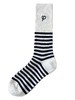 条纹刺绣中筒袜 商品缩略图0