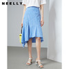 NEELLY纳俪商场同款蓝色格纹高腰半身裙女不规则裙摆鱼尾包臀裙N22044E04423 商品缩略图0