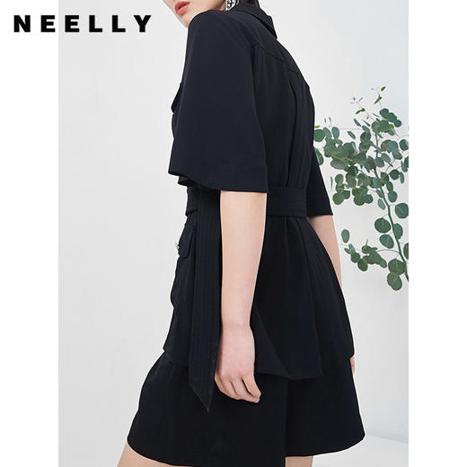 NEELLY纳俪商场同款时尚套装女夏季多口袋收腰系带衬衫休闲短裤N22044Z04419 商品图3