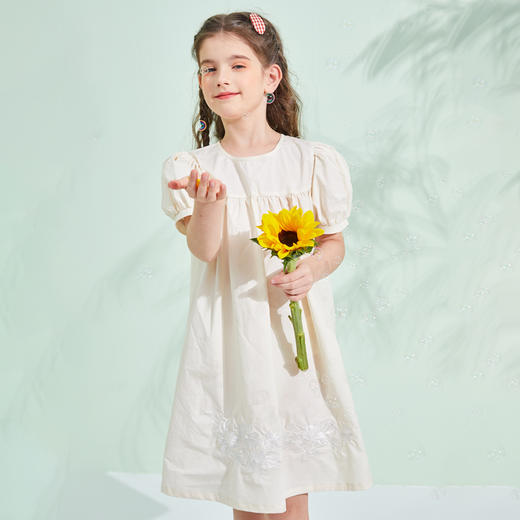 夏季新款女童灯笼袖绣花连衣裙 婴幼儿A类标准 防晒放紫外UPF50+-AL 商品图9