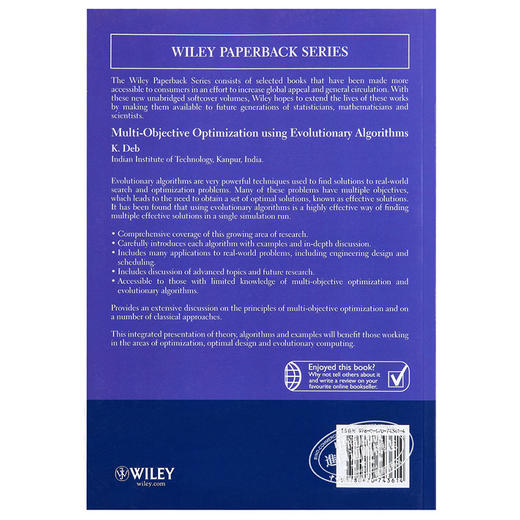 进化算法应用 多对象优化 Multi-Objective Optimization Using Evolutionary Algorithms 英文原版  Wiley 商品图1