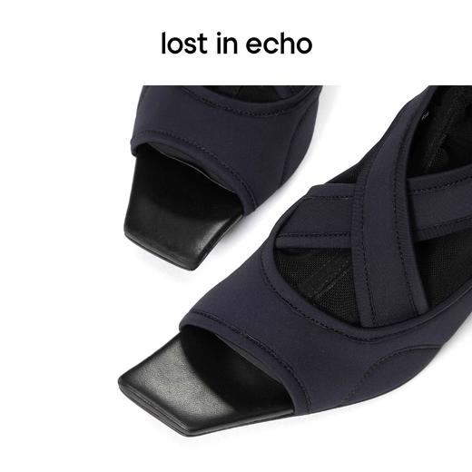 【下架】lost in echo 时装低跟系列 运动感露趾低跟网纱长靴袜靴春夏靴 商品图3