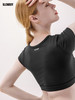 SLENDDY运动健身短袖缕空上衣女性感瑜伽含胸垫T恤 S2009 商品缩略图3