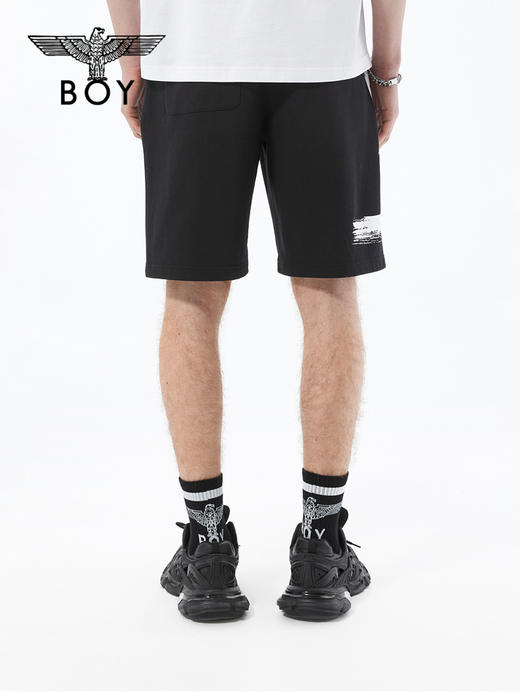 BOYLONDON短裤22春季新品黑白撞色抽绳大LOGO针织五分裤B221N13000 商品图1
