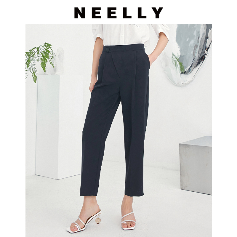 NEELLY纳俪商场同款春秋OL西装烟管裤显瘦简约小脚休闲长裤直筒裤N22044H04552