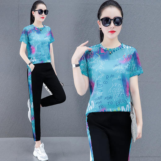 夏季运动服套装，大码冰丝速干衣服减龄夏装休闲两件套TR-CJS3163 商品图5