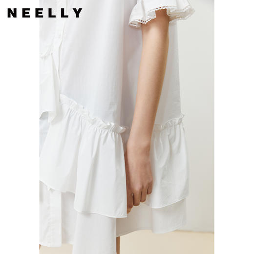 NEELLY纳俪商场同款设计感连衣裙女夏季不规则下摆泡泡袖娃娃裙N22041Y01017 商品图3