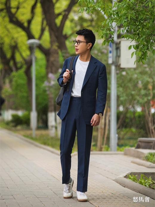 Vitale Barberis Canonico Perennial Super 110’s 澳洲美丽诺羊毛藏蓝色暗亲王格全麻衬套装 商品图2