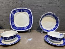 景德镇陶瓷 国瓷红叶  18头蓝印中餐具