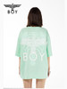 BOYLONDON短袖男女同款22春夏新品抹茶绿圆领休闲破洞T恤B221N01034 商品缩略图1