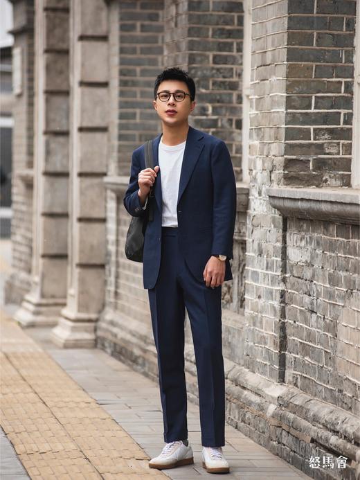 Vitale Barberis Canonico Perennial Super 110’s 澳洲美丽诺羊毛藏蓝色暗亲王格全麻衬套装 商品图1