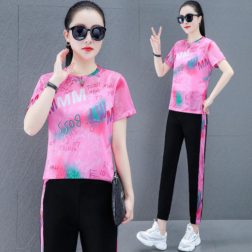 夏季运动服套装，大码冰丝速干衣服减龄夏装休闲两件套TR-CJS3163 商品图3