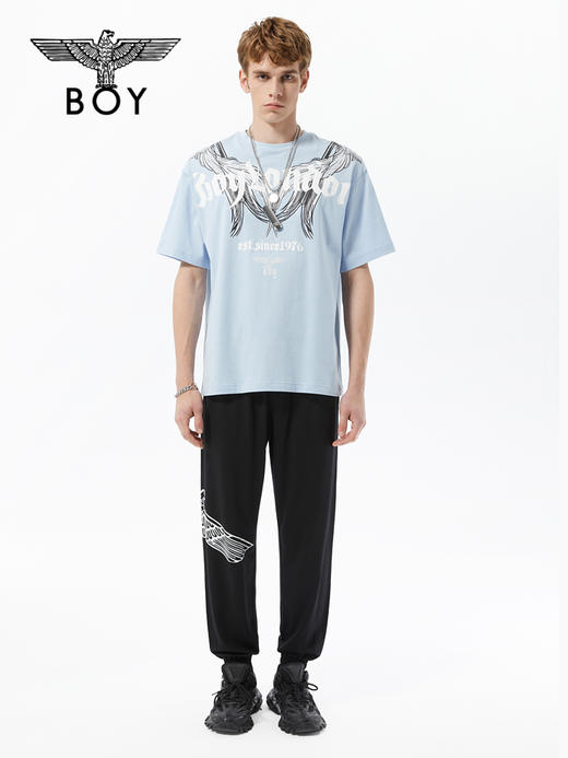 BOYLONDON长裤男女款22春夏新品暗纹肌理感印花轻薄休闲裤B221N15008 商品图4