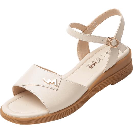 信诺 真皮舒适女鞋 妈妈凉鞋夏款夏季平底中年防滑软底中老年坡跟22L223-7 商品图2