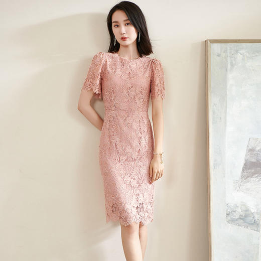 米思阳2022夏季新款优雅名媛包臀裙蕾丝连衣裙5Q21BL0681 商品图0