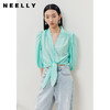 NEELLY纳俪商场同款气质立领白色衬衫女泡泡袖轻薄上衣系带下摆N22041B01007 商品缩略图3