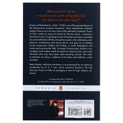 【中商原版】伊拉斯谟：愚人颂 英文原版 Praise of Folly Desiderius Erasmus 商品图1