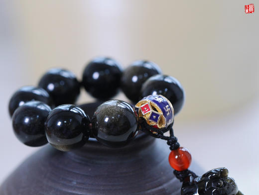 [ 守财 ]  金曜石手捻串珠 | 霸气黑色，洒金点点，守护安心 商品图1