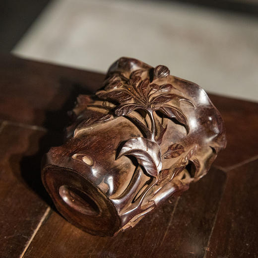 清 紫檀木透雕海棠纹杯 商品图1