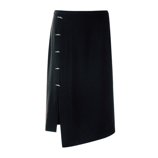 EITIE爱特爱夏新款时尚通勤显瘦开叉下摆高腰包臀黑色半身裙B2206910 商品图4