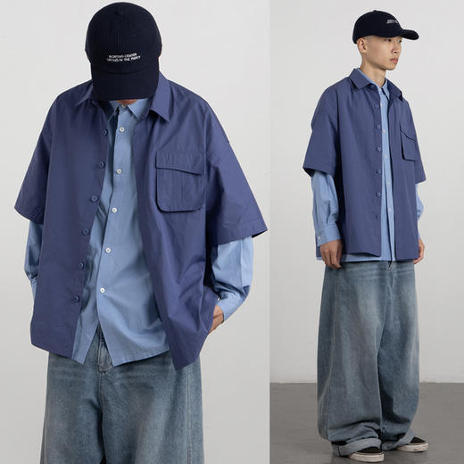 CryingCenter Very Peri长春花蓝 工装休闲通勤衬衫套装 哭喊中心 商品图0