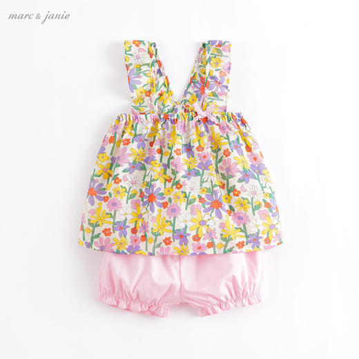 马克珍妮夏装新款 女童舒适全棉田园小花背心套装220895 商品图0