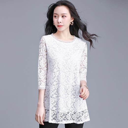 AHM  hmy712大码中长款蕾丝a字上衣打底衫洋气 商品图3
