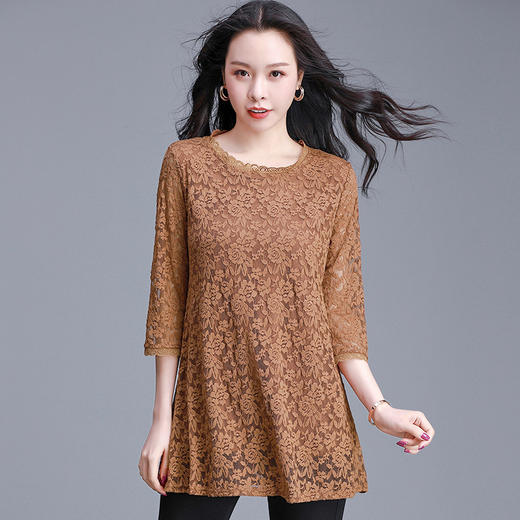 AHM  hmy712大码中长款蕾丝a字上衣打底衫洋气 商品图1