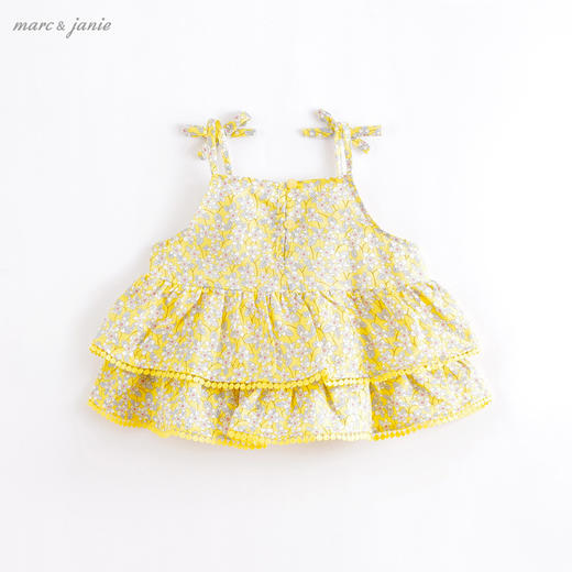 马克珍妮夏装新款 女童舒适棉麻蝴蝶结吊带小衫220658 商品图1