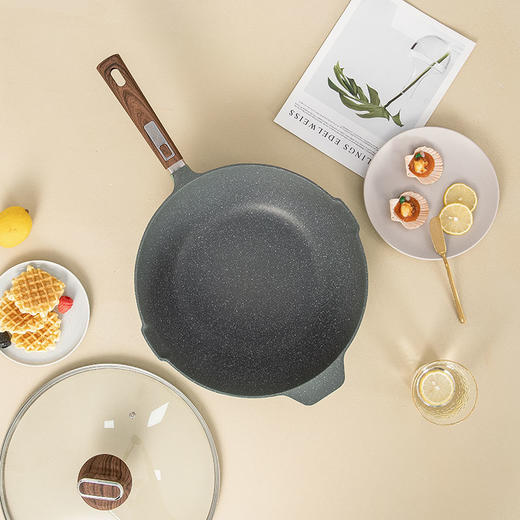 【官方正品保证】欧乐菲巴宝克德式麦饭石色深炒锅平底锅32cm（OLOBD-32A1） 商品图4