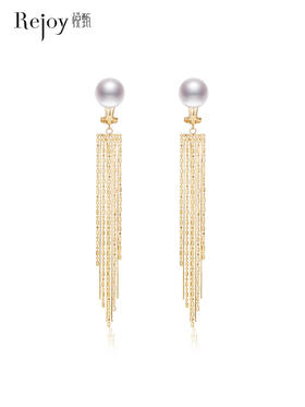 【天猫同款】悦甄 澳白流苏 18K金澳白珍珠流苏耳夹