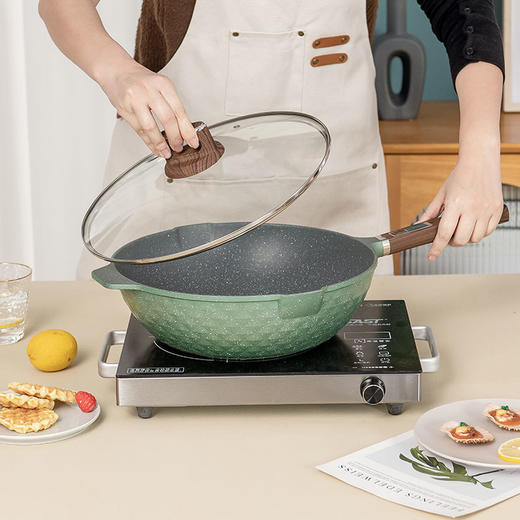 【官方正品保证】欧乐菲巴宝克德式麦饭石色深炒锅平底锅32cm（OLOBD-32A1） 商品图5