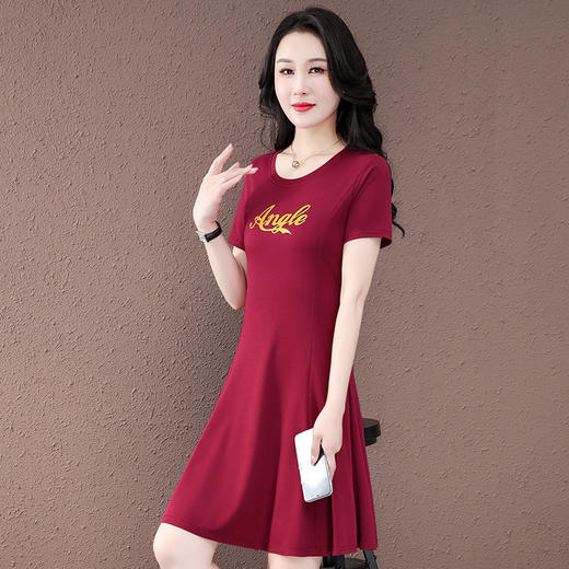 时尚显瘦休闲气质连衣裙，克莱因蓝短纯棉袖连衣裙TR-8166 商品图1