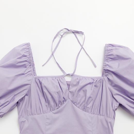 西遇紫色方领连衣裙女夏2022年新款性感修身挂脖裙子设计V0920614 商品图5