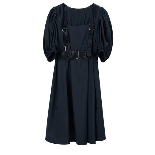 谜底港风连衣裙2022夏款泡泡袖收腰天丝中长裙225ML6075 商品图4