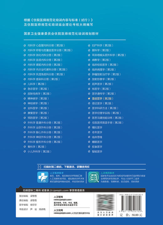 重症医学（第2版）（国家卫生健康委员会住院医师规范化培训规划教材） 9787117320702  2022年4月培训教材 商品图2