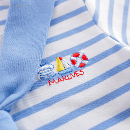 marcjanie马克珍妮夏装新款 女童海军领条纹短袖套装212627 商品图4