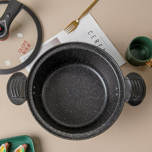 【官方正品保证】	欧乐菲微压煮汤锅炖锅焖锅微压家用双耳蒸煮炖燃气灶电磁炉汤锅24cm	OLOWY-24A1 商品图1