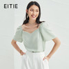 EITIE爱特爱夏新款通勤显瘦直筒短款一字肩泡泡袖雪纺衫上衣B2213910 商品缩略图0