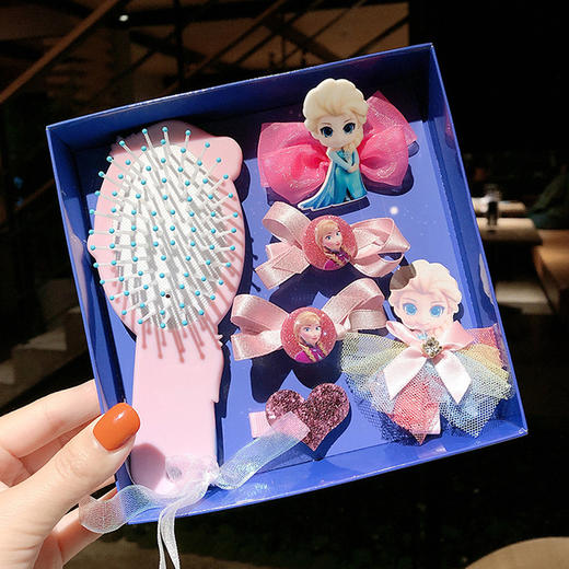 【冰雪奇缘儿童发夹套装】爱莎公主发饰套装礼盒皇冠头饰梳子假发头绳 商品图8