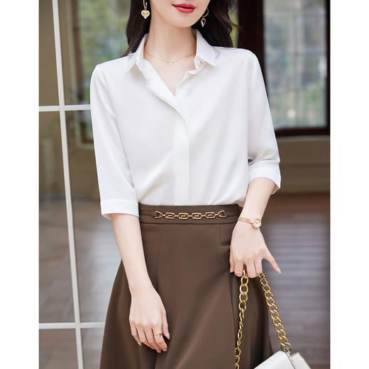 简约气质~大方中袖衬衫套装 商品图3