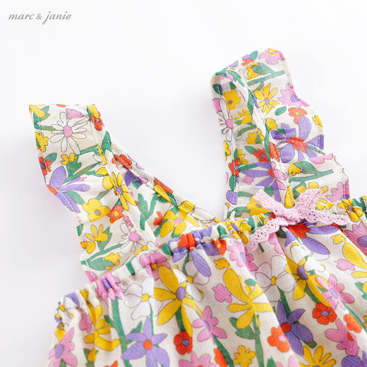 马克珍妮夏装新款 女童舒适全棉田园小花背心套装220895 商品图3